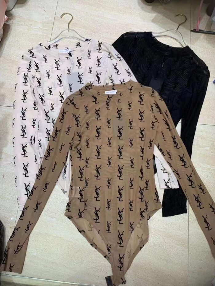 Dolce & Gabbana Long-Sleeve Monogram Mesh Bodysuit - Image 2