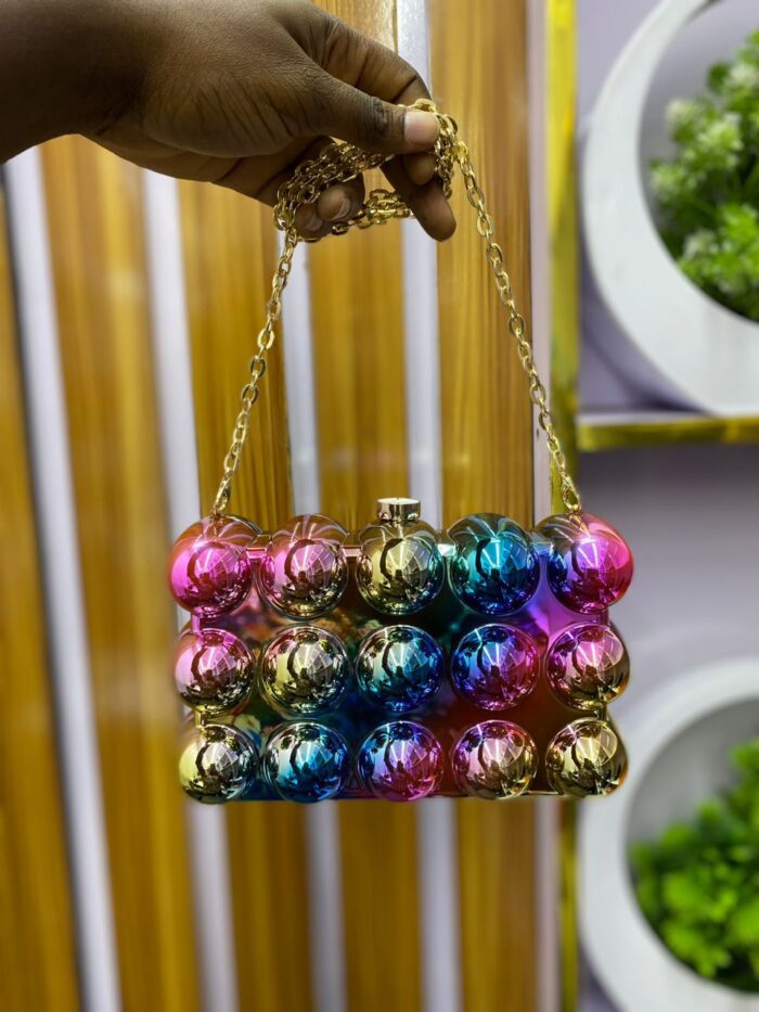 Gold Luxe Bubble Bead Clutch – Statement Evening Purse - Image 2