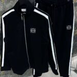 Black Luxe Tracksuit with White Side Stripes – LOEWE Inspired